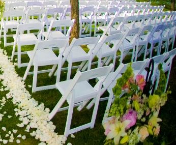 Carmel chair rental, garden chairs, white resin chairs, chaivari chairs